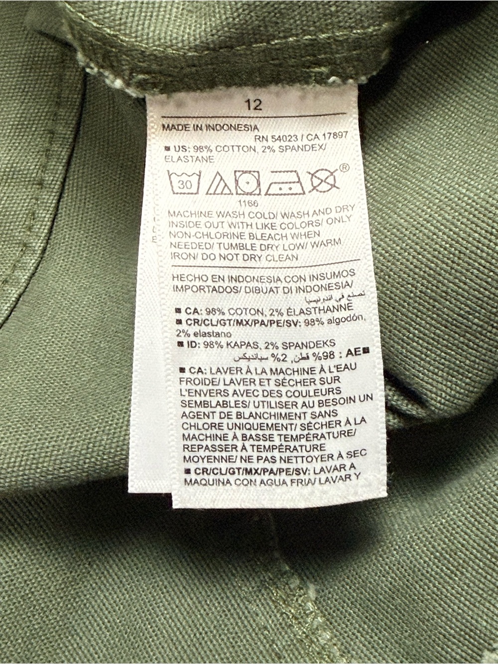 Old Navy Wide Leg Crop Pants Women’s 12 Sage Green Stretch Chino - Picture 8 of 8